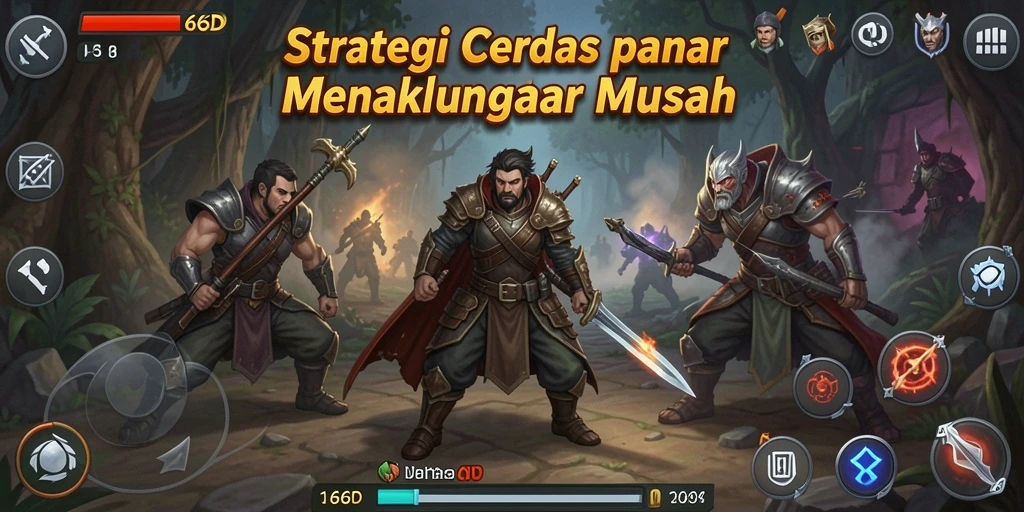 Screenshot gameplay 66D menampilkan pertempuran strategi yang intens.