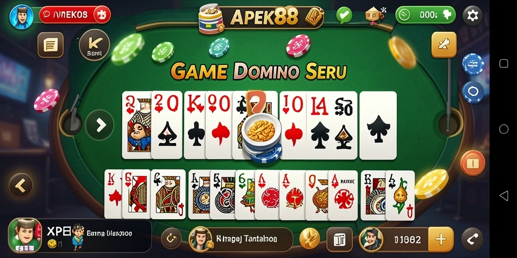 Screenshot APEK88 menampilkan gameplay Domino yang menarik dan penuh warna.
