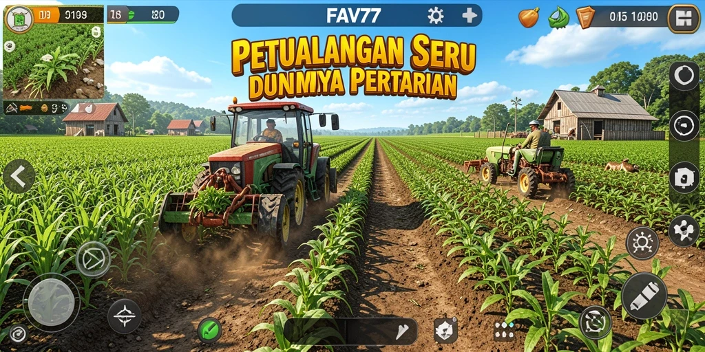 Screenshot gameplay FAV77 menampilkan aktivitas bertani yang seru dan interaksi pemain.