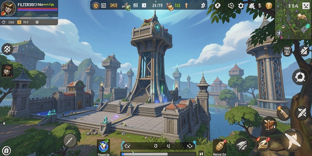 Tampilan gameplay menarik dari FILTER303 yang menunjukkan pertahanan menara.