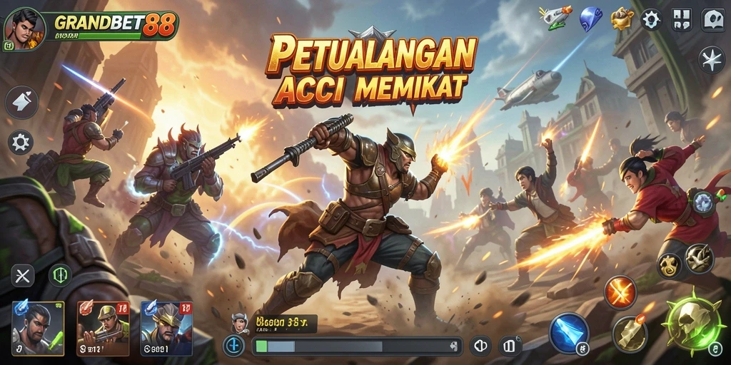 Tampilan menakjubkan dari gameplay GRANDBET88 yang menantang.