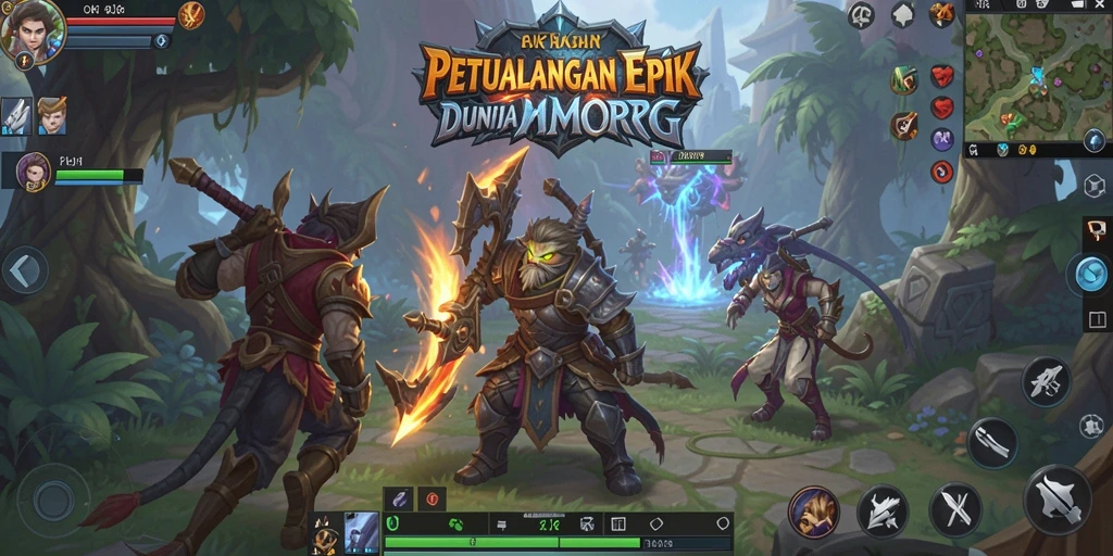 Tangkapan layar gameplay <strong>OKJK</strong> menunjukkan pertarungan epik karakter dalam dunia fantasi.