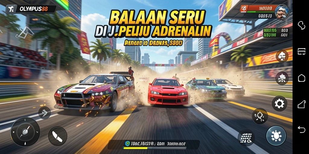 Gameplay mendebarkan di OLYMPUS88 dengan mobil balap yang mengesankan.