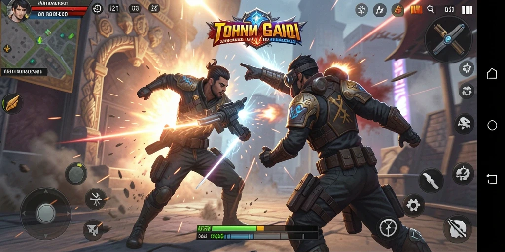 Gameplay aksi yang mendebarkan dalam V21 dengan pertempuran epik.